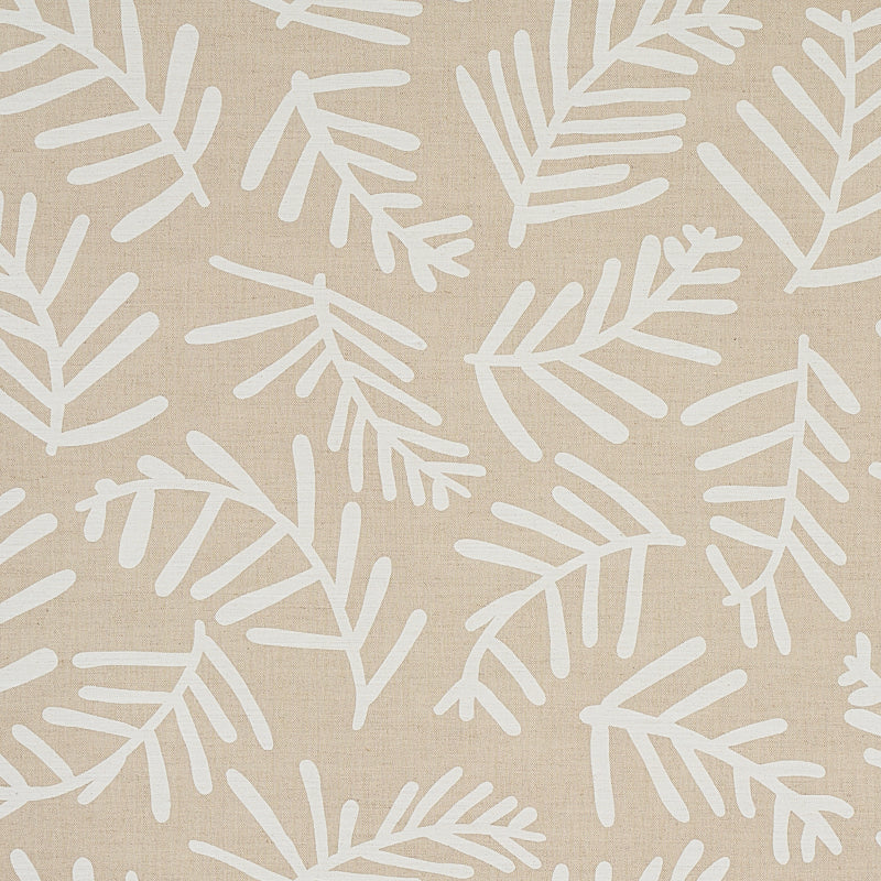 Schumacher Tiah Cove Ivory On Natural Fabric - Eade's Wallpaper