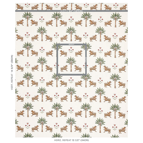 Schumacher Tiger Palm Cocoa Fabric - Eade's Wallpaper