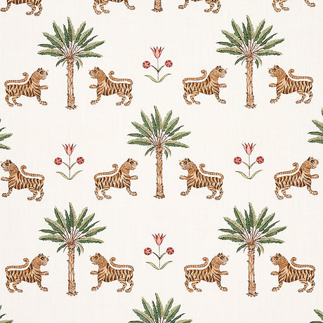Schumacher Tiger Palm Cocoa Fabric - Eade's Wallpaper