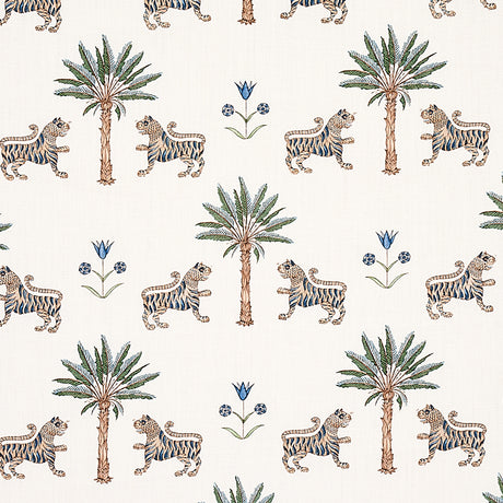 Schumacher Tiger Palm Delft Fabric - Eade's Wallpaper