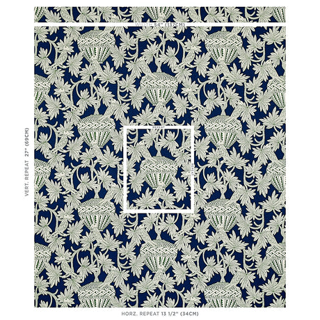 Schumacher Santarem Navy Fabric - Eade's Wallpaper