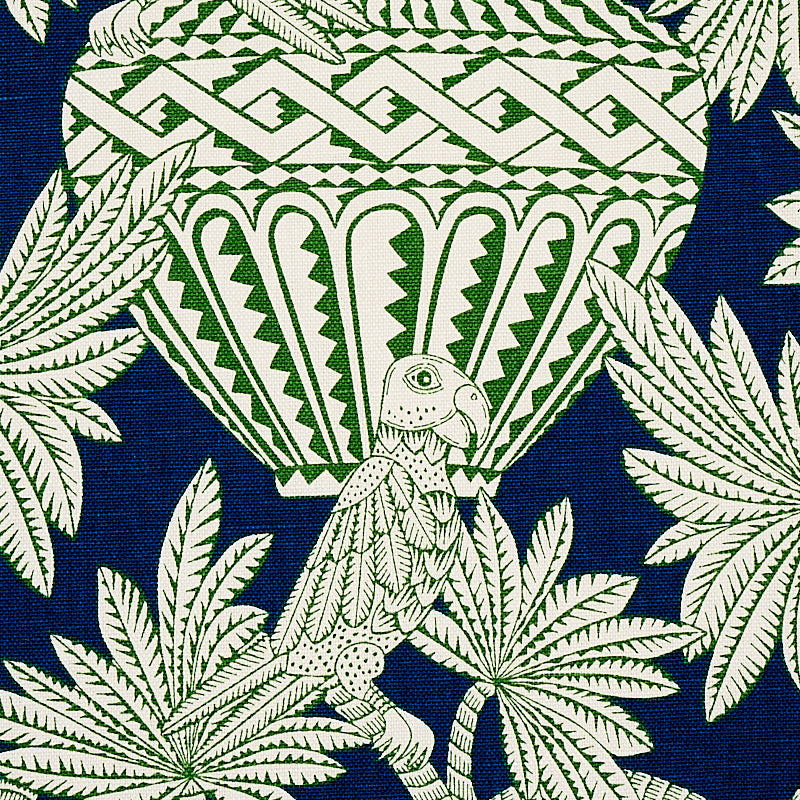 Schumacher Santarem Navy Fabric - Eade's Wallpaper