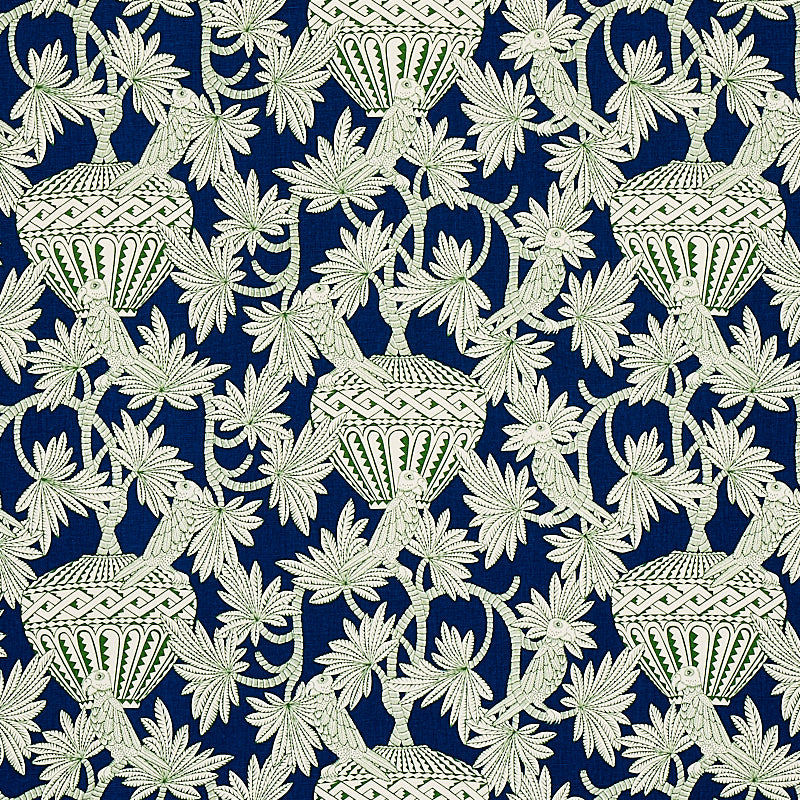 Schumacher Santarem Navy Fabric - Eade's Wallpaper