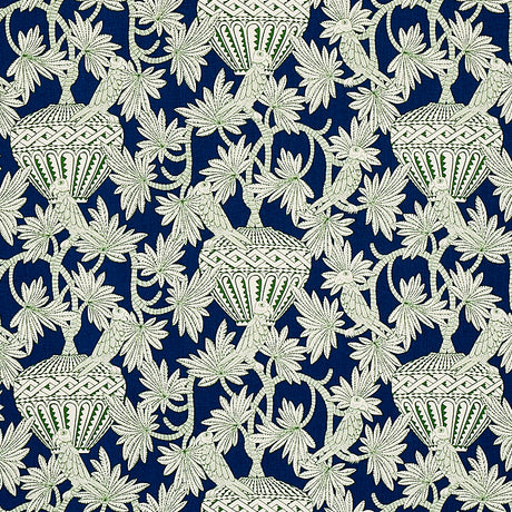 Schumacher Santarem Navy Fabric - Eade's Wallpaper
