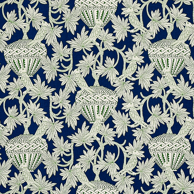 Schumacher Santarem Navy Fabric - Eade's Wallpaper