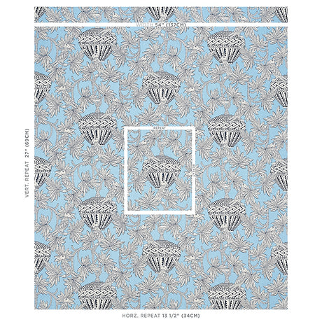 Schumacher Santarem Sky Fabric - Eade's Wallpaper