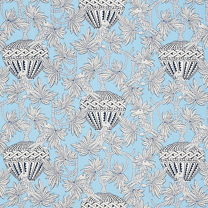 Schumacher Santarem Sky Fabric - Eade's Wallpaper