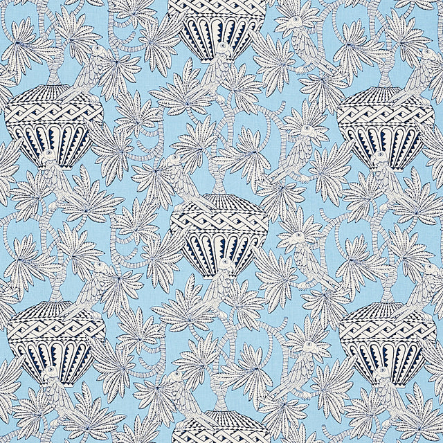 Schumacher Santarem Sky Fabric - Eade's Wallpaper