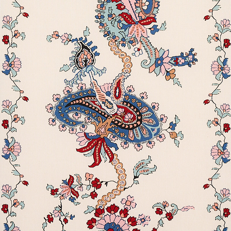 Schumacher Elena Paisley Stripe Blue Fabric