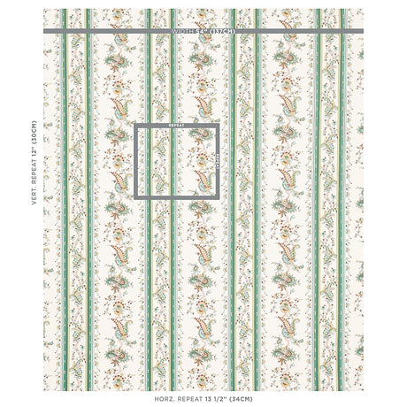 Schumacher Elena Paisley Stripe Green Fabric