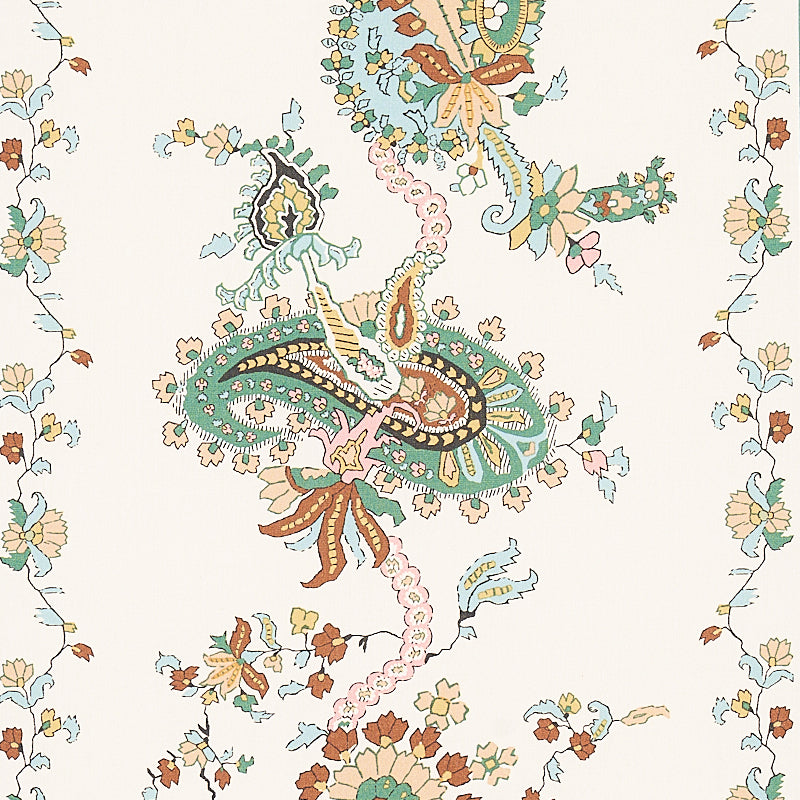 Schumacher Elena Paisley Stripe Green Fabric