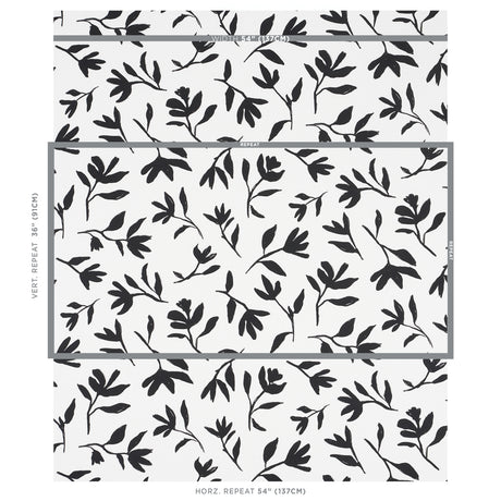 Schumacher Laurel Black Fabric - Eade's Wallpaper