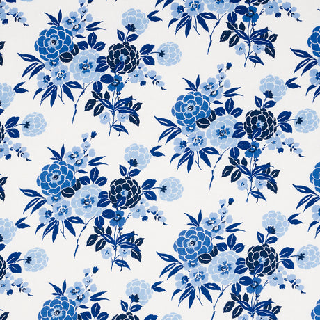 Schumacher Valentina Floral Blue Fabric - Eade's Wallpaper