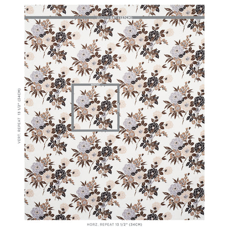 Schumacher Valentina Floral Brown Fabric - Eade's Wallpaper