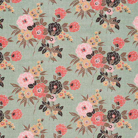 Schumacher Valentina Floral Green Fabric - Eade's Wallpaper
