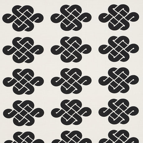 Schumacher Penelope Knot Black Fabric - Eade's Wallpaper