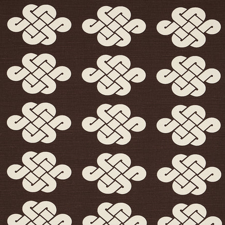 Schumacher Penelope Knot Brown Fabric - Eade's Wallpaper