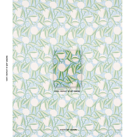 Schumacher Rubus Cotton Linen Delft Fabric - Eade's Wallpaper