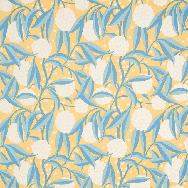 Schumacher Rubus Cotton Linen Yellow Fabric - Eade's Wallpaper