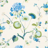 Schumacher Vasily Linen Green And Blue Fabric - Eade's Wallpaper