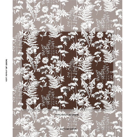 Schumacher Spring Floral Indoor/Outdoor Brown Fabric - Eade's Wallpaper