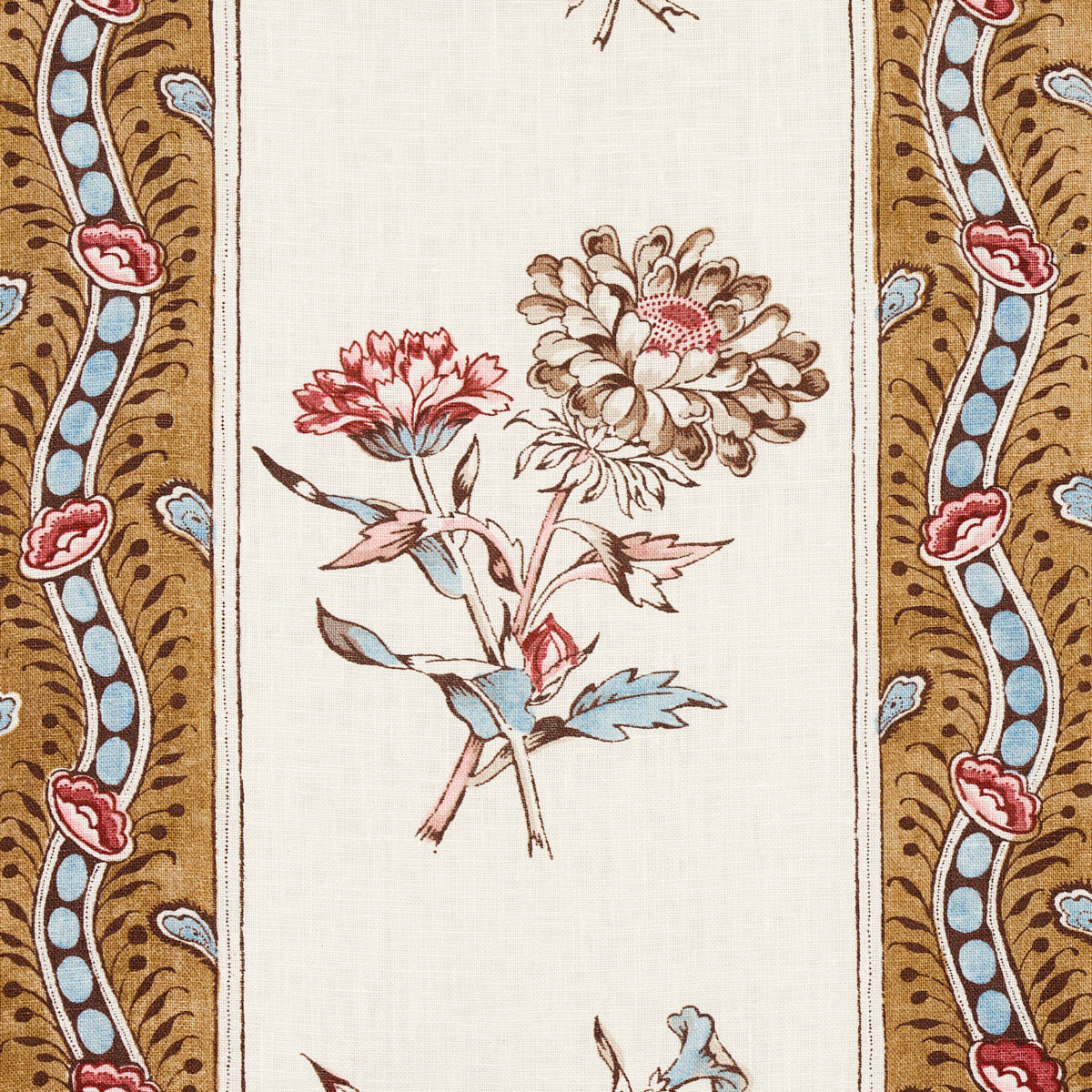 Schumacher Ariana Floral Stripe Document Fabric