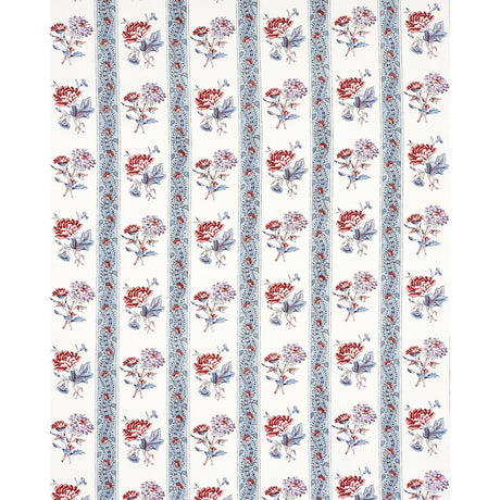 Schumacher Ariana Floral Stripe Pearlware Blue Fabric