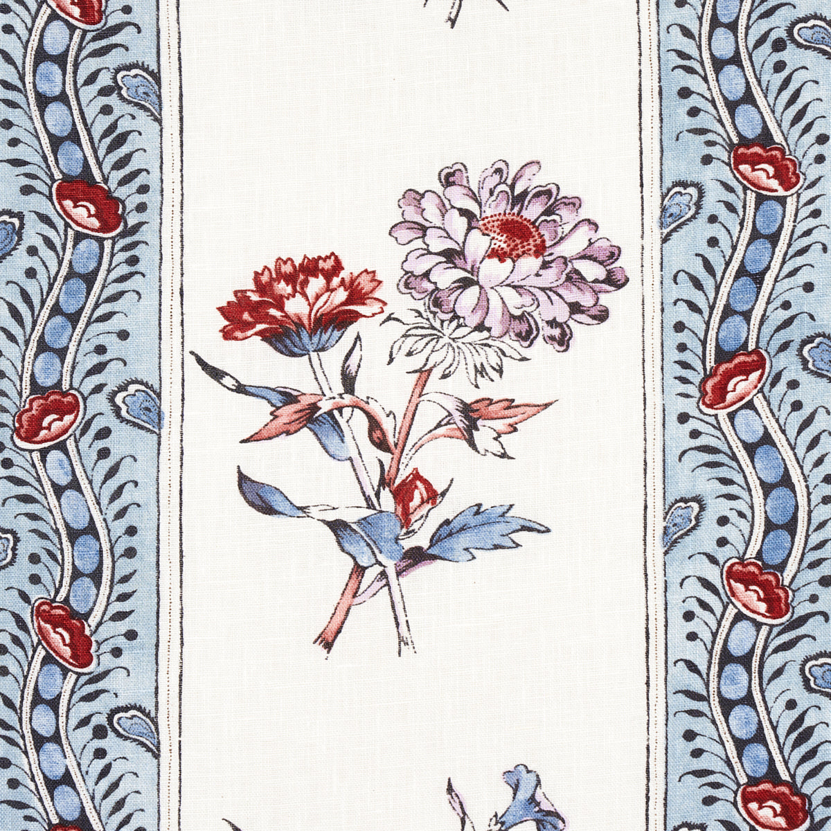 Schumacher Ariana Floral Stripe Pearlware Blue Fabric