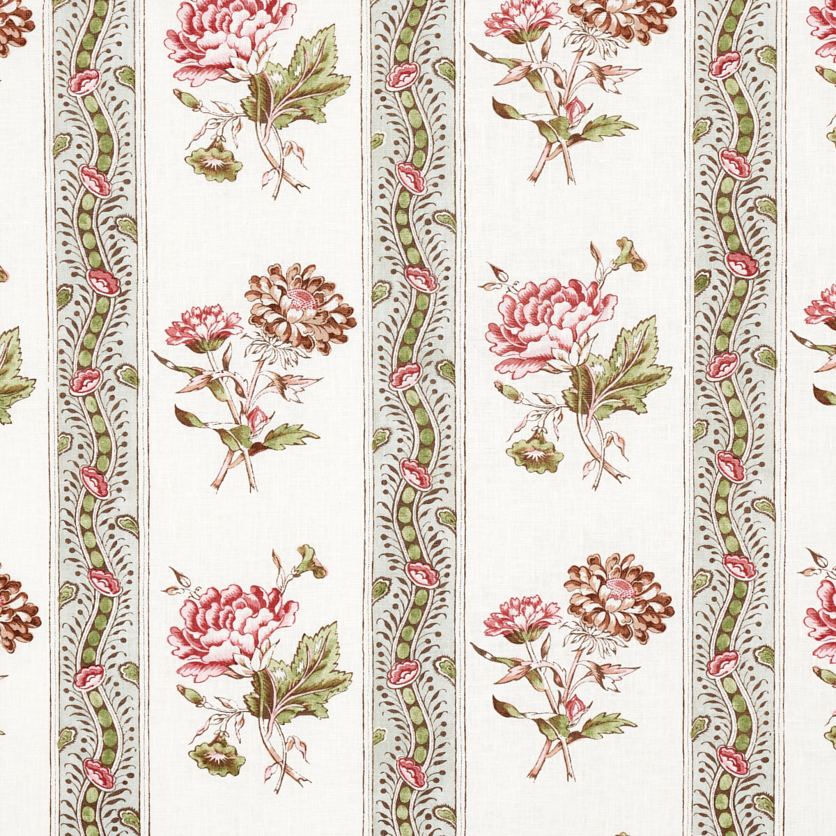 Schumacher Ariana Floral Stripe Chelsea Garden Fabric