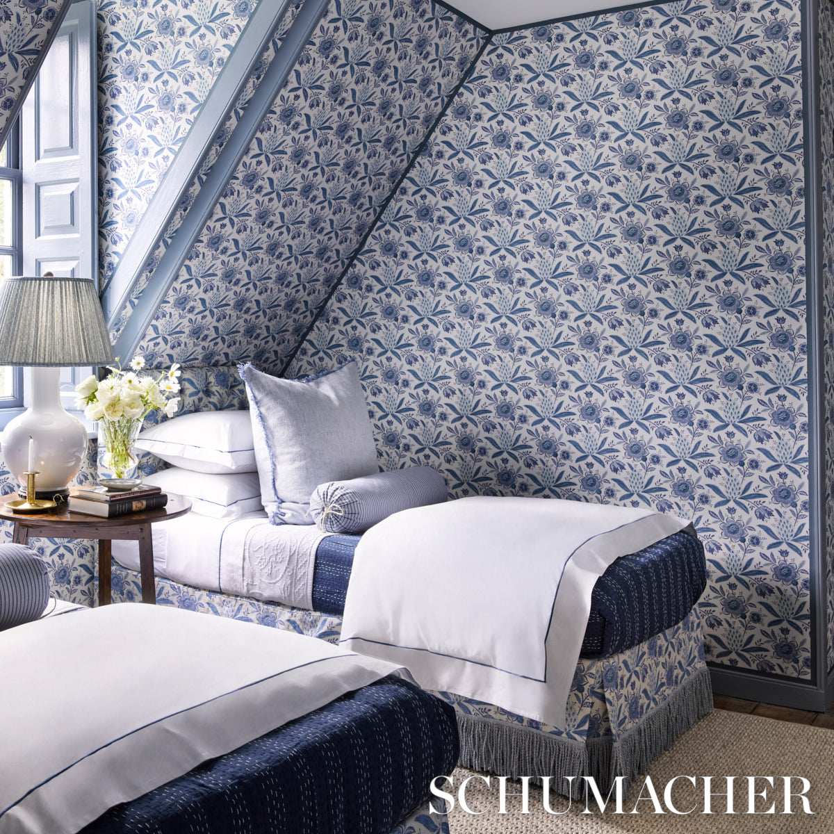 Schumacher Lafayette Botanical Cornflower Fabric