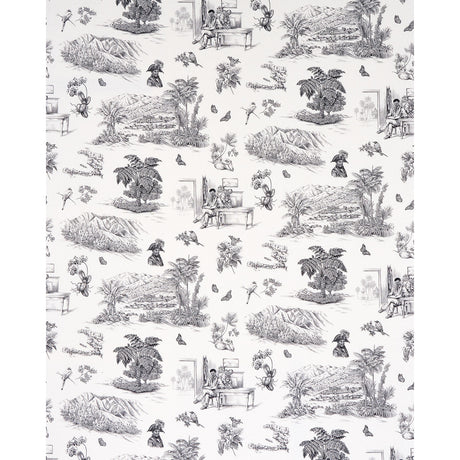 Schumacher Toussaint Toile Black Fabric - Eade's Wallpaper