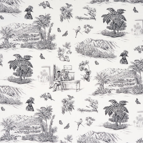 Schumacher Toussaint Toile Black Fabric - Eade's Wallpaper