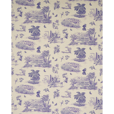 Schumacher Toussaint Toile Purple Fabric - Eade's Wallpaper