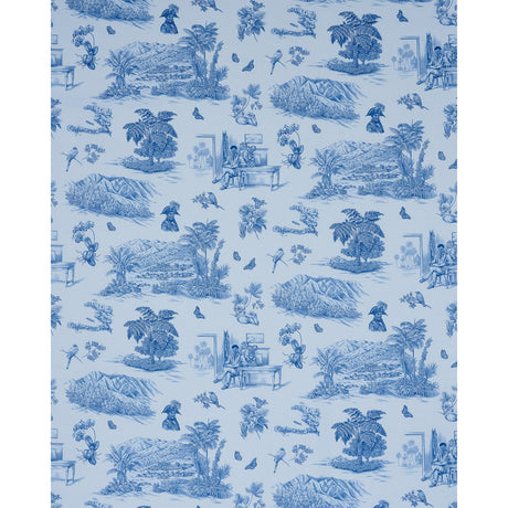 Schumacher Toussaint Toile Blue & Sky Fabric - Eade's Wallpaper