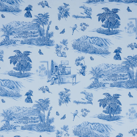 Schumacher Toussaint Toile Blue & Sky Fabric - Eade's Wallpaper