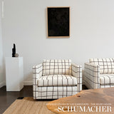 Schumacher Painterly Windowpane Black Fabric - Eade's Wallpaper