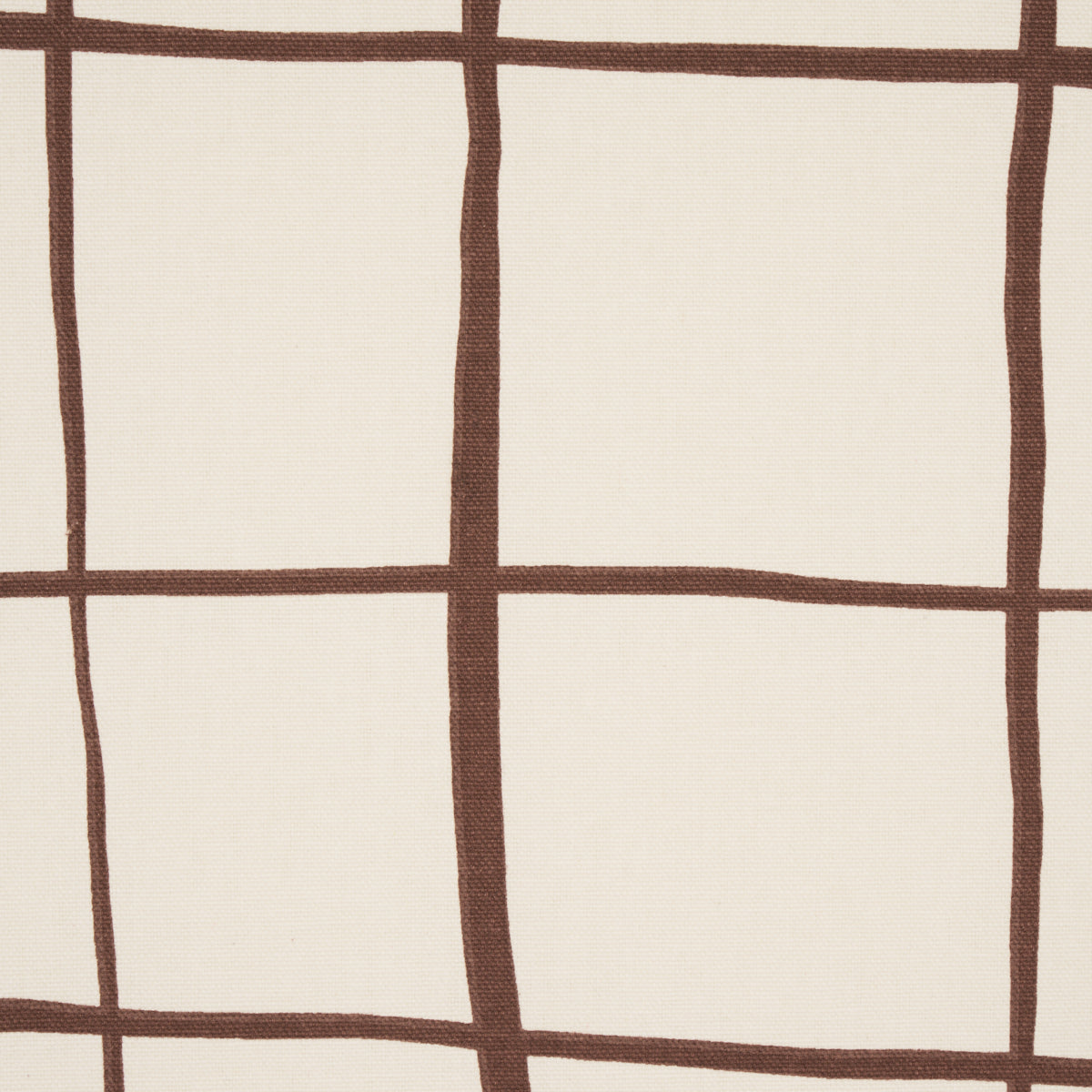 Schumacher Painterly Windowpane Brown Fabric - Eade's Wallpaper