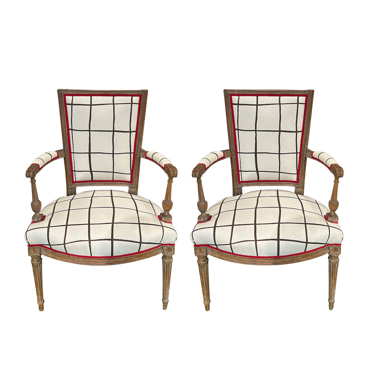 Schumacher Painterly Windowpane Brown Fabric - Eade's Wallpaper