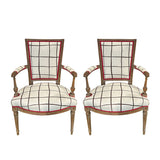 Schumacher Painterly Windowpane Brown Fabric - Eade's Wallpaper