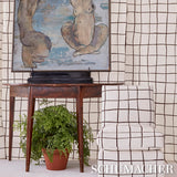 Schumacher Painterly Windowpane Brown Fabric - Eade's Wallpaper