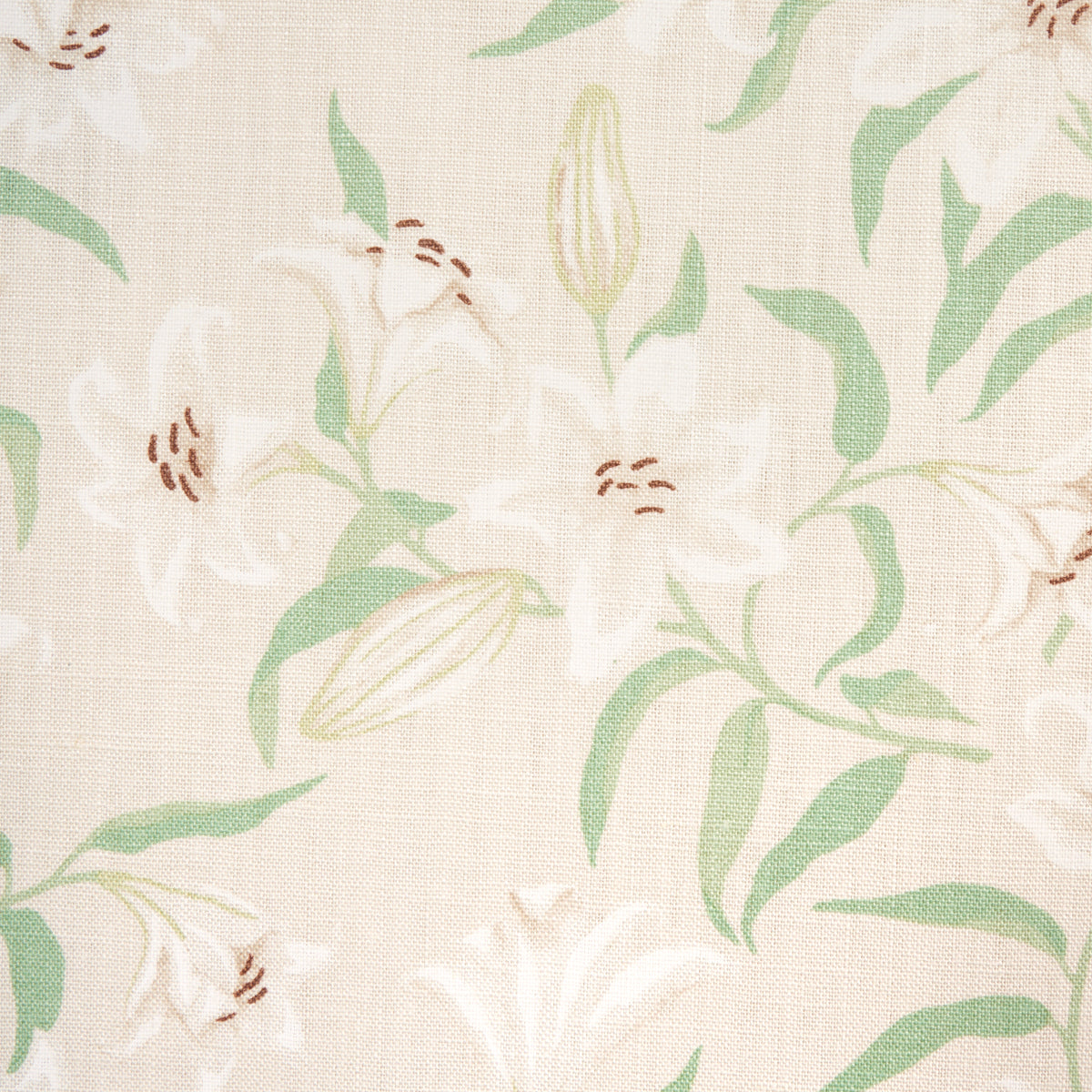 Schumacher Scattered Lilies Cream Fabric - Eade's Wallpaper