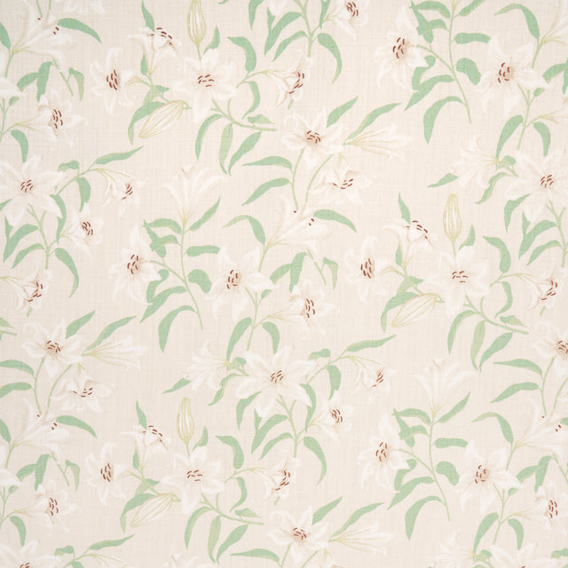 Schumacher Scattered Lilies Cream Fabric - Eade's Wallpaper