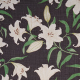 Schumacher Scattered Lilies Charcoal Fabric - Eade's Wallpaper