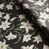 Schumacher Scattered Lilies Charcoal Fabric - Eade's Wallpaper