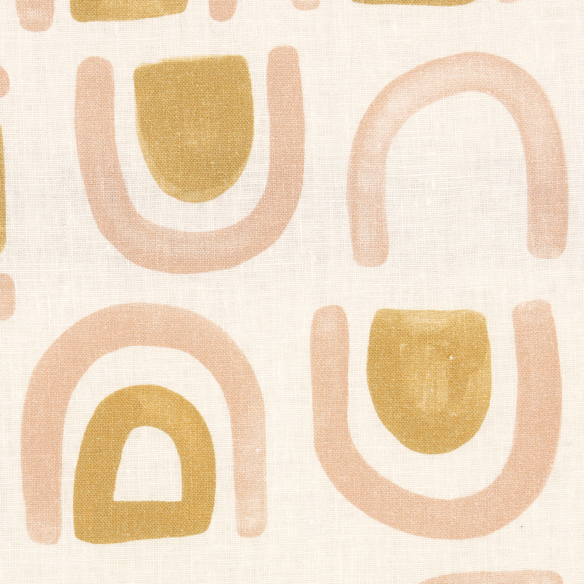 Schumacher Threshold Printed Linen Salt & Ochre Fabric - Eade's Wallpaper