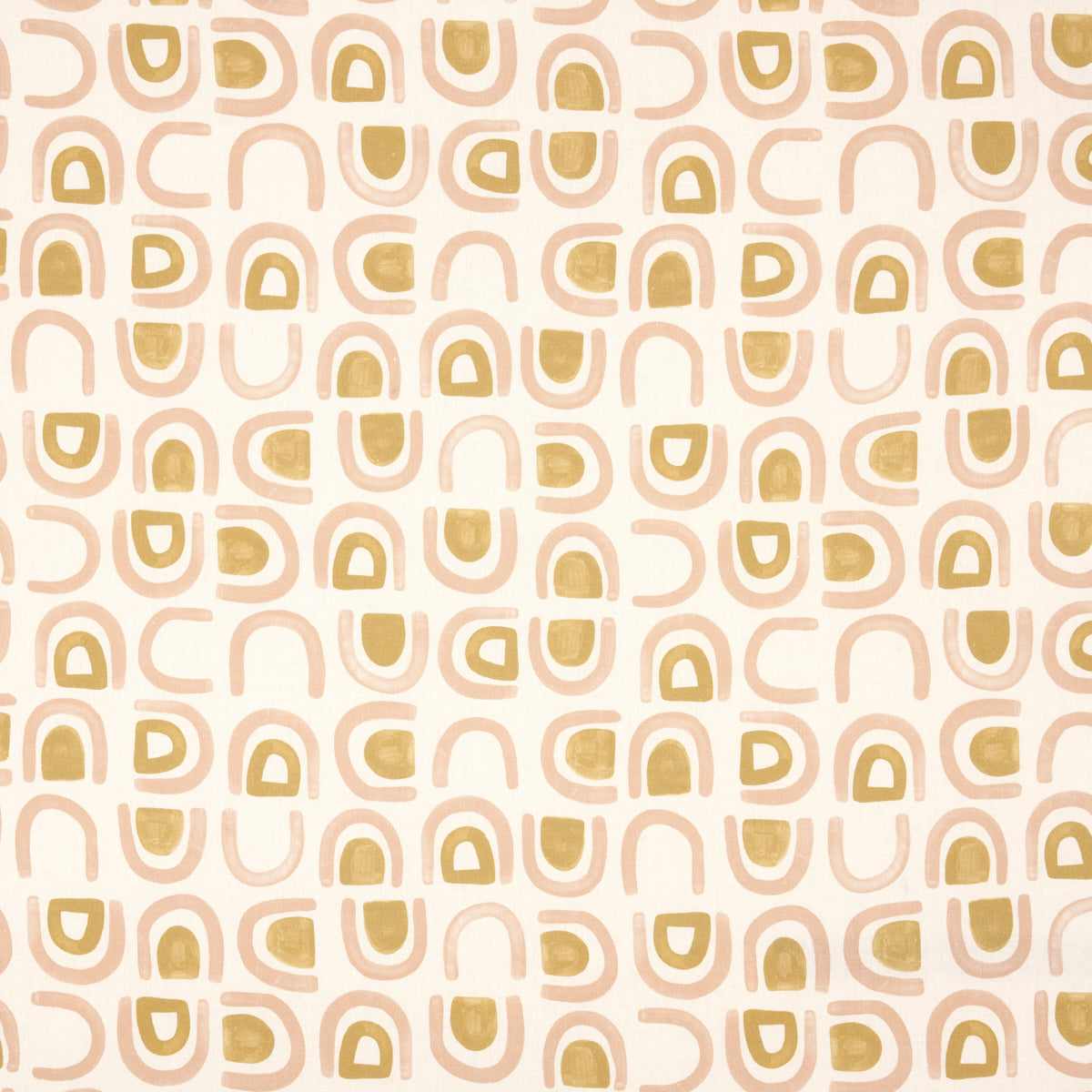 Schumacher Threshold Printed Linen Salt & Ochre Fabric - Eade's Wallpaper