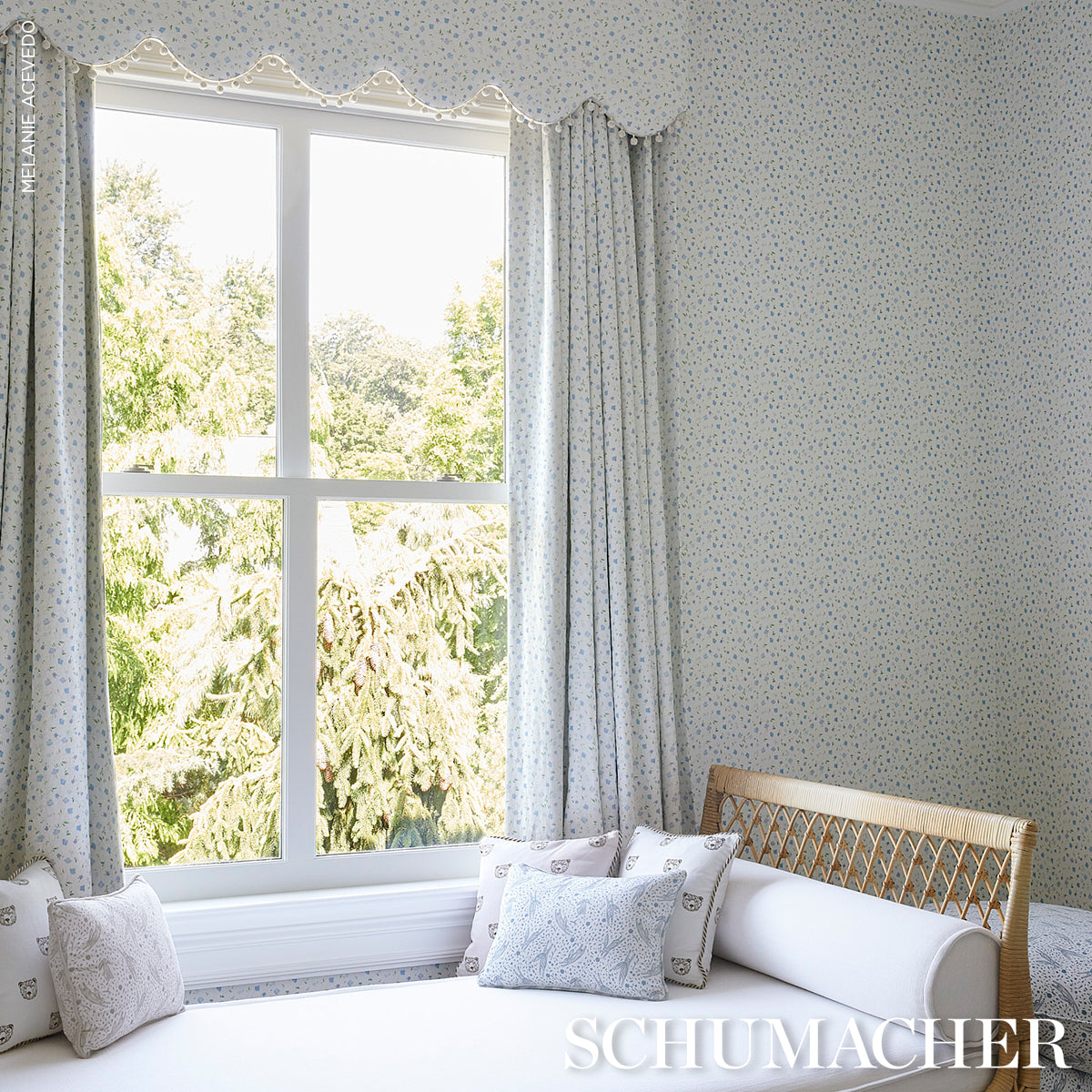 Schumacher Rabbit High Performance Print Blush Fabric - Eade's Wallpaper