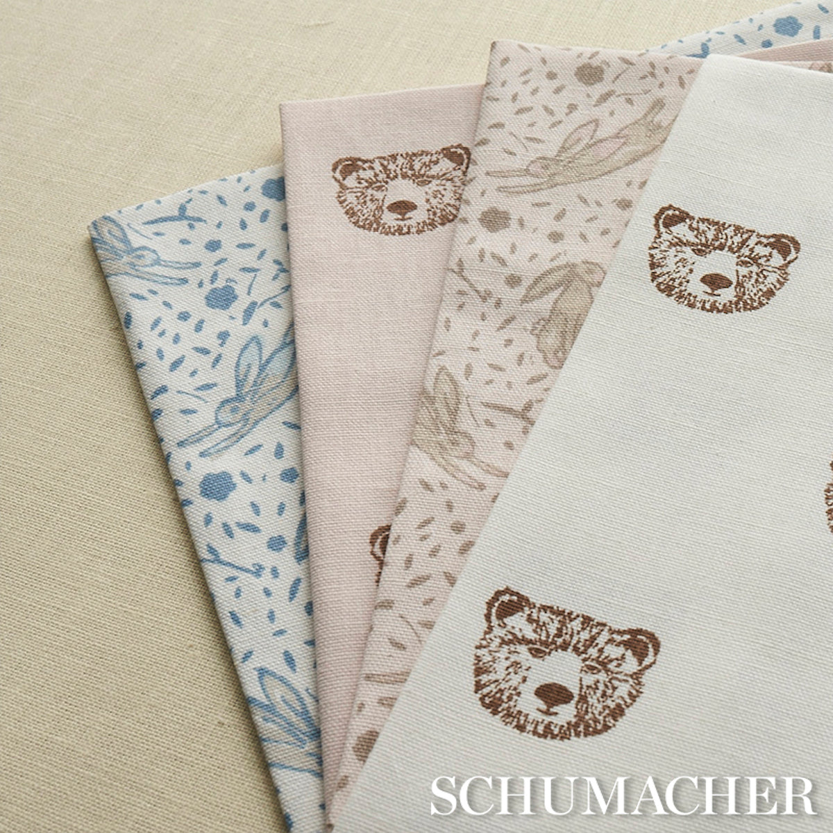 Schumacher Rabbit High Performance Print Blush Fabric - Eade's Wallpaper