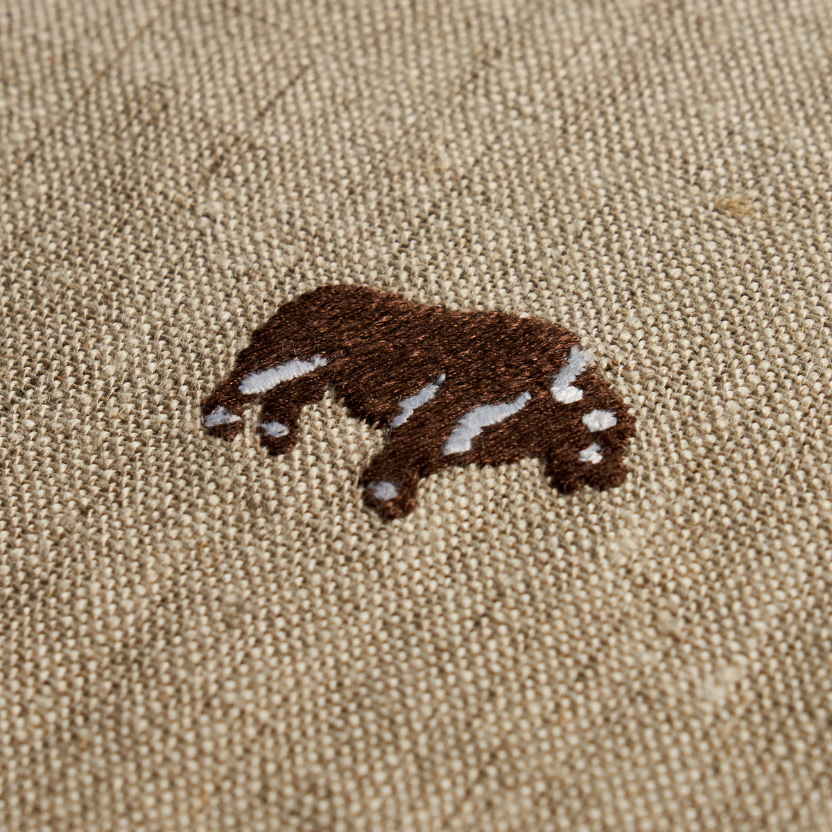 Schumacher Buffalo Embroidered Linen Natural Fabric