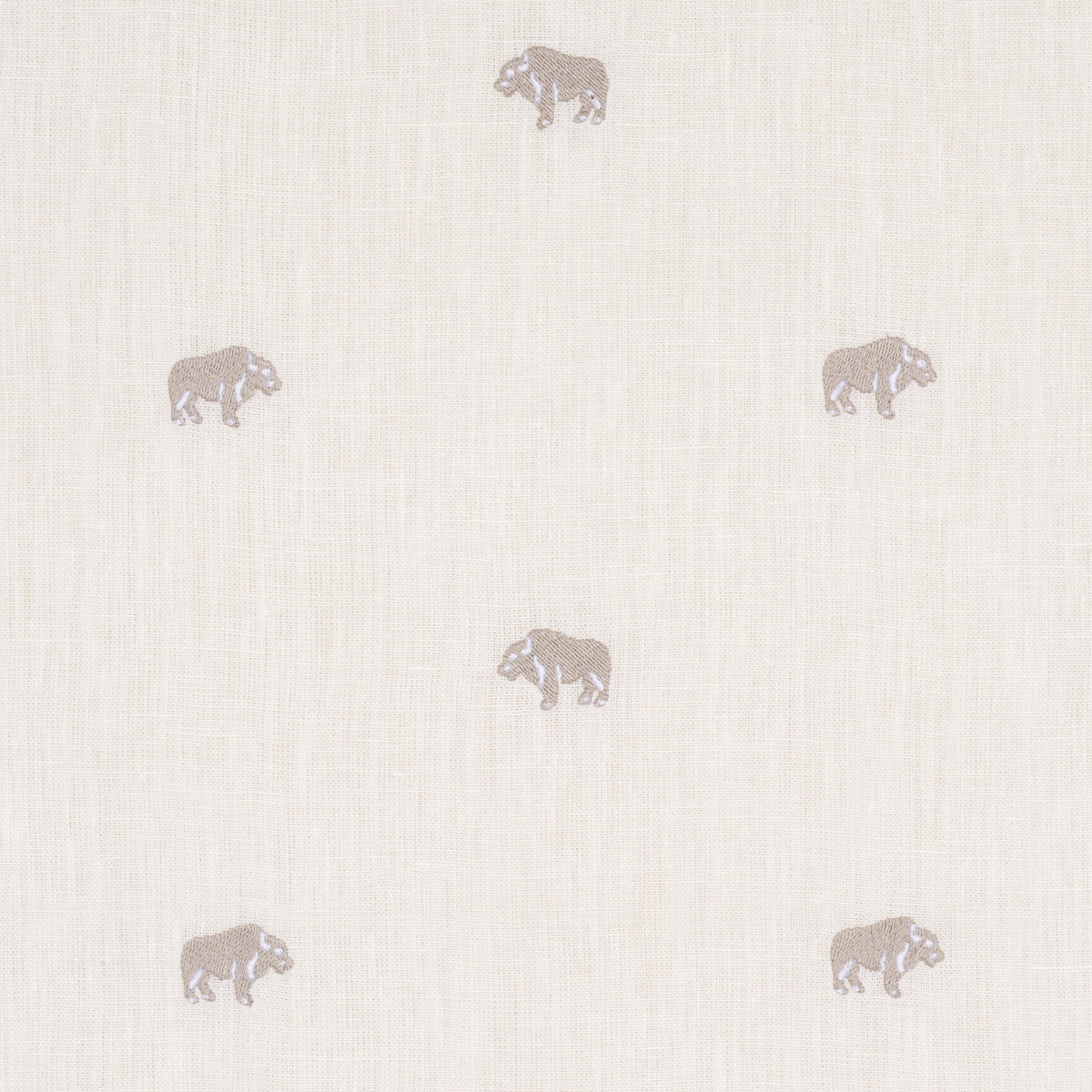 Schumacher Buffalo Embroidered Linen Ivory Fabric